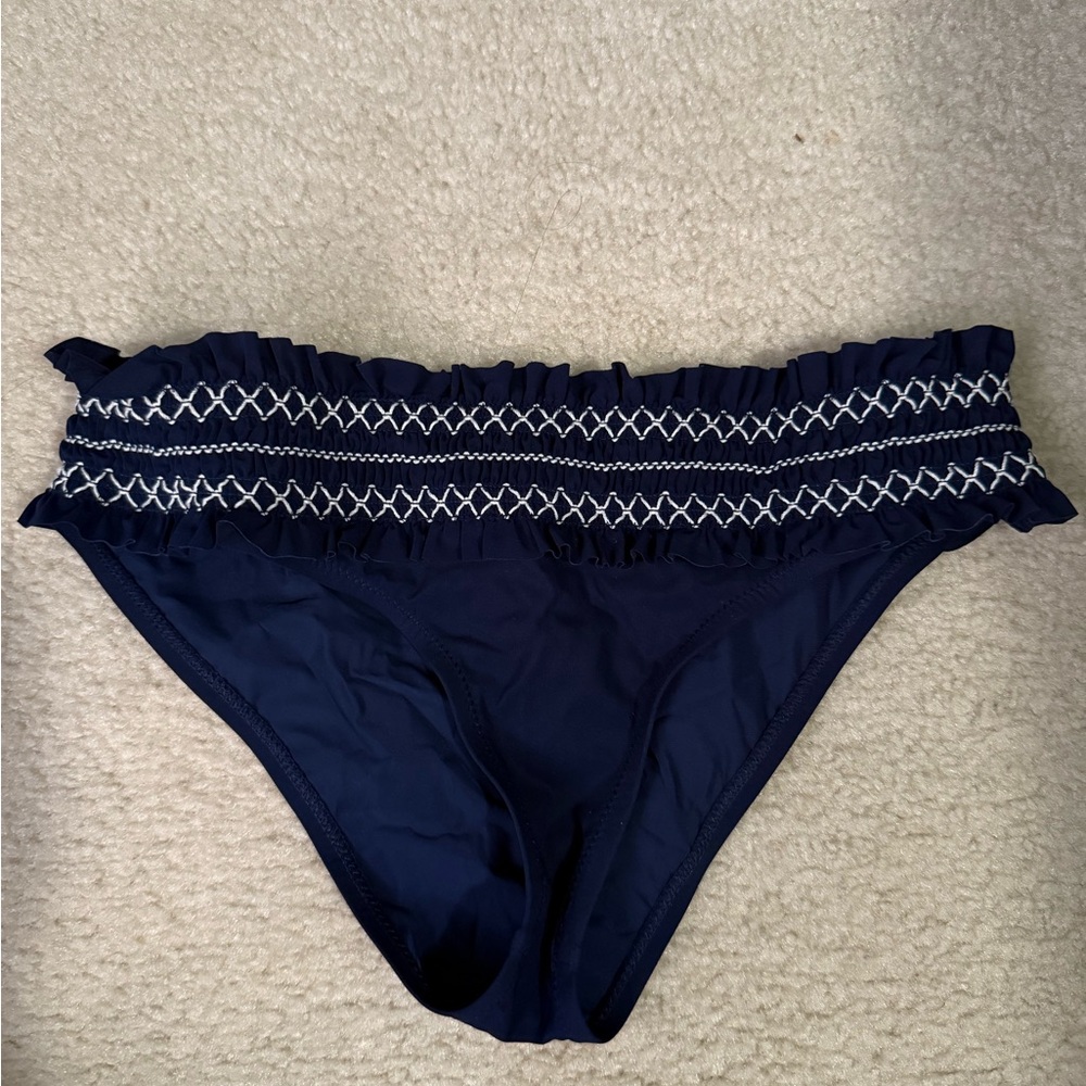 Tory Burch costa Navy Bikini Bottom with White Stitching